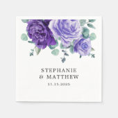 Serviette En Papier Mariage botanique de l'Eucalyptus en fleurs violet (Devant)
