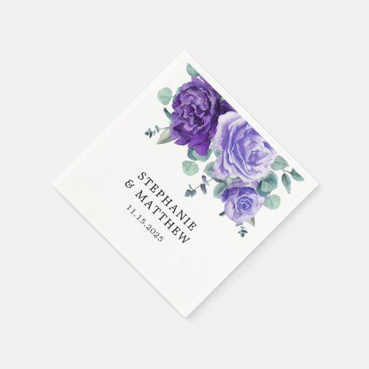 Serviette En Papier Mariage botanique de l'Eucalyptus en fleurs violet (Coin)