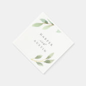 Serviette En Papier Mariage botanique du feuillage vert (Coin)
