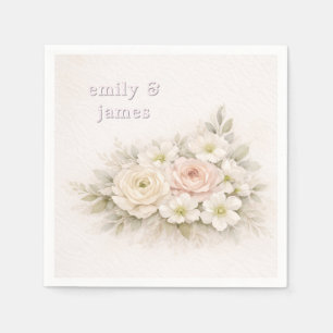 Serviette En Papier Mariage Botanique Éditorial Douce