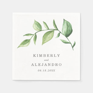 Serviette En Papier Mariage Botanique Élégant et Verdure