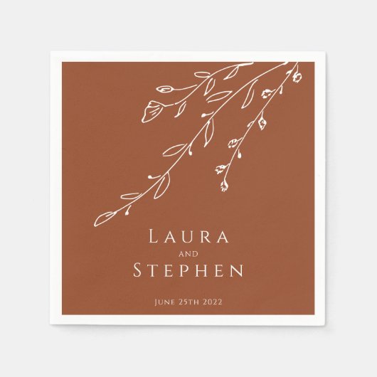 Serviette En Papier Mariage Botanique en terre cuite serviettes (Devant)