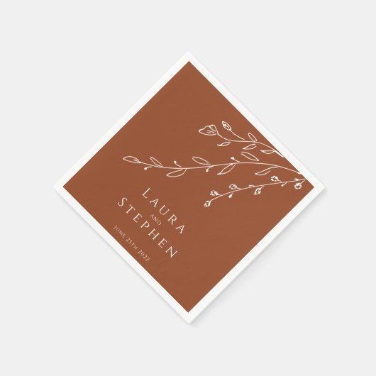 Serviette En Papier Mariage Botanique en terre cuite serviettes (Coin)