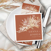 Serviette En Papier Mariage botanique Foliage Duet Terracotta Cream