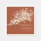 Serviette En Papier Mariage botanique Foliage Duet Terracotta Cream (Devant)