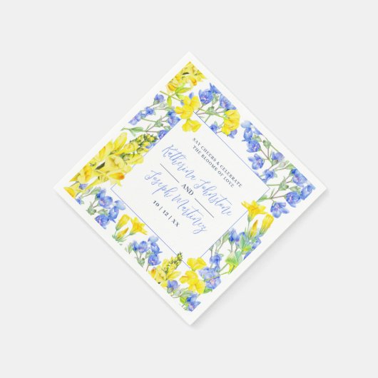Serviette En Papier mariage botanique jaune fleur sauvage (Coin)