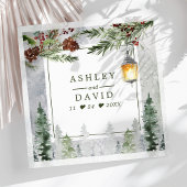 Serviette En Papier Mariage Botanique Lanterne Arbres Résineux Rustiqu