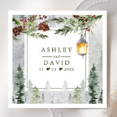 Serviette En Papier Mariage Botanique Lanterne Arbres Résineux Rustiqu