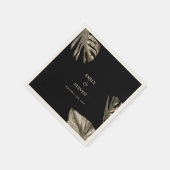 Serviette En Papier Mariage botanique moderne élégant noir et or (Coin)