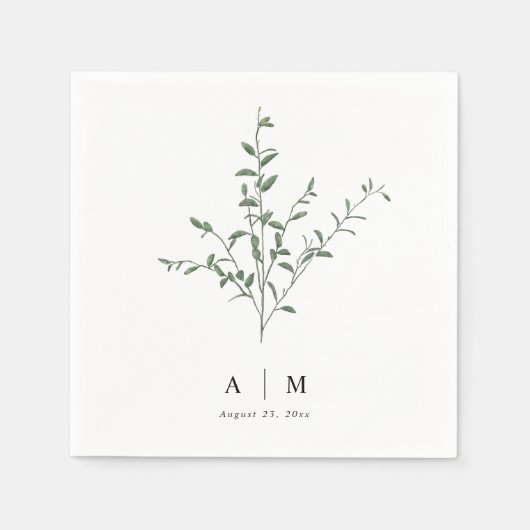Serviette En Papier Mariage botanique moderne simple (Devant)