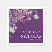 Serviette En Papier Mariage botanique moderne violet (Devant)