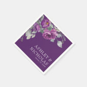 Serviette En Papier Mariage botanique moderne violet (Coin)