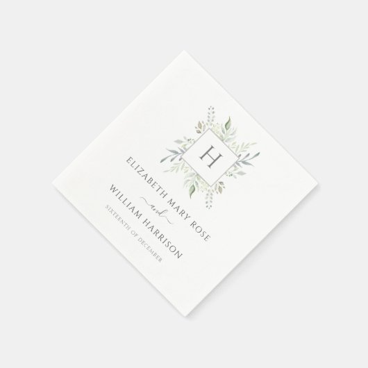 Serviette En Papier Mariage botanique Monogramme (Coin)