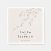 Serviette En Papier Mariage botanique neutre simple (Devant)