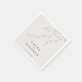 Serviette En Papier Mariage botanique neutre simple (Coin)