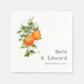 Serviette En Papier Mariage botanique orange minimal (Devant)