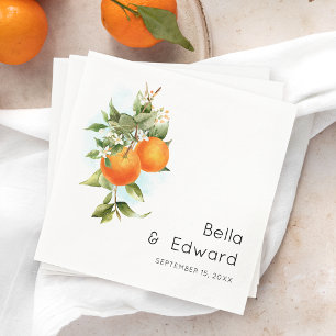 Serviette En Papier Mariage botanique orange minimal