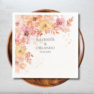 Serviette En Papier Mariage Botanique Romantique au Jardin Floral Past