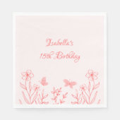 Serviette En Papier mariage botanique rose corail simple (Devant)