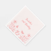 Serviette En Papier mariage botanique rose corail simple (Coin)