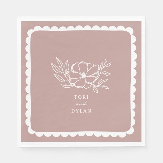 Serviette En Papier Mariage botanique rose floral (Devant)