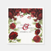 Serviette En Papier Mariage botanique rouge foncé (Devant)