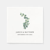 Serviette En Papier Mariage Botanique Rustique au Eucalyptus (Devant)