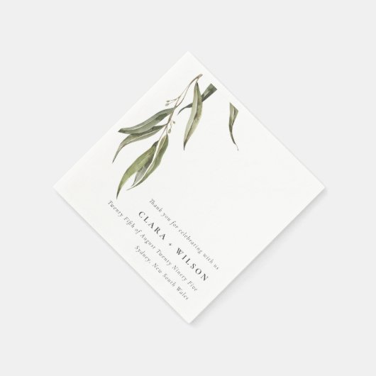 Serviette En Papier Mariage botanique simple d'Eucalyptus (Coin)