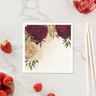 Serviette En Papier Mariage botanique vert beige or