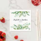 Serviette En Papier Mariage Botanique Vert Élégant (En situation)