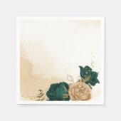 Serviette En Papier Mariage botanique vert émeraude beige or (Devant)
