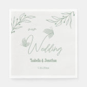 Serviette En Papier Mariage botanique vert sauge simple (Devant)