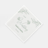 Serviette En Papier Mariage botanique vert sauge simple (Coin)