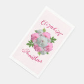 Serviette En Papier Mariage Bouquet de Pivoines (Coin)