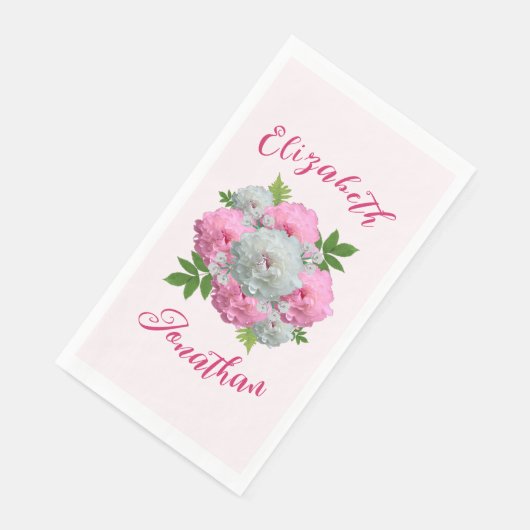 Serviette En Papier Mariage Bouquet de Pivoines (Coin)