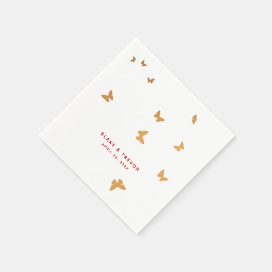 SERVIETTE EN PAPIER MARIAGE BOUTEILLES D'OR (Coin)