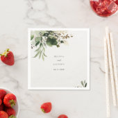 Serviette En Papier Mariage Branches vertes (En situation)