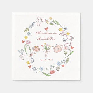 Serviette En Papier Mariage Bridal Shower Dessiné à la Main et Fantais