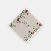 Serviette En Papier Mariage brodé Botanique Flore verte (Coin)