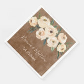 Serviette En Papier Mariage Brown beige floral (Coin)
