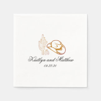 Serviette En Papier Mariage Brown moderne Western Dark