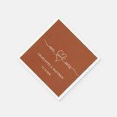 Serviette En Papier Mariage brûlé orange m. mrs coeur script simple (Coin)