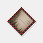 Serviette En Papier Mariage Buffalo Plaid Arbres À feuillage persistan (Coin)