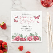 Serviette En Papier Mariage Burgundy à papillons (En situation)