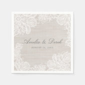 Serviette En Papier Mariage Burlap et Lace (Devant)