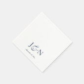 Serviette En Papier Mariage Calligraphie Classique Écriture Navy Bleu (Coin)