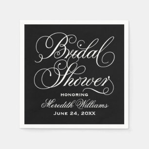Serviette En Papier Mariage calligraphié noir classique Shower de mari