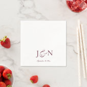 Serviette En Papier Mariage Calligraphie Script Bourgogne Ivoire Class (En situation)