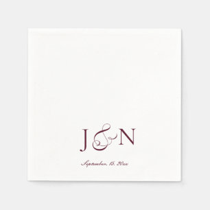 Serviette En Papier Mariage Calligraphie Script Bourgogne Ivoire Class