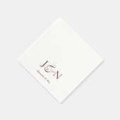 Serviette En Papier Mariage Calligraphie Script Bourgogne Ivoire Class (Coin)